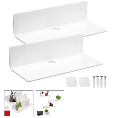 Floating Wall Shelves Adhesive Shelf With Accessories Acrylic Small Shelf • £6.65