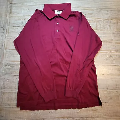 Slazenger Golf Polo Shirt Mens L Red Knit Long Sleeve Collared Cotton Logo • $14.95