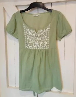 Vanilla Sands LADIES Green Cotton Short Sleeved Smock/TUNIC Top🏵️SIZE 10🏵 • £3.50