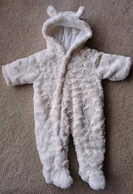 Baby Newborn Fluffy Zip Up Suit Bear Ears 0-3 Months Cute Cuddly Boy Girl Unisex • $19.95