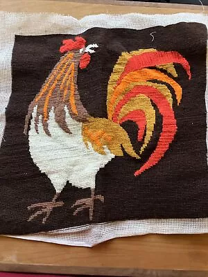 Vtg Needlepoint Pillow Top 16 X16 ROOSTER • $7.99