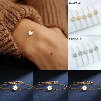 £2.99 • Buy Initial Letter A-Z Bracelet Adjustable Chain Bangle Women Fashion Jewelry Gift