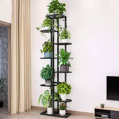 Metal 8 Tier Tall Plant Stand Multiple Flower Pot Holder Shelves Planter Shelf D • $58.37