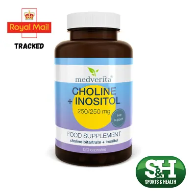 Choline Inositol 250/250mg 120 Capsules Medverita Liver & Mental Health Support • £11.99