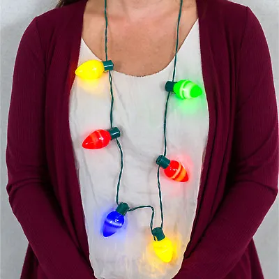 Christmas LED Flashing Light Bulb Necklace 3 Mode Setting Party Favors Battery  • $4.88