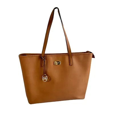 Michael Kors Jet Set Top Zip Large Tote Bag Luggage Brown Saffiano Leather Tech • $99.99