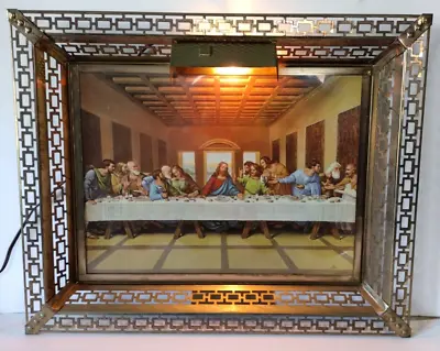 Vintage The Last Supper Filigree Frame W/ Light Christian Religious Picture • $49.99