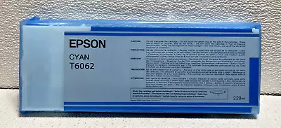 GENUINE EPSON T6062 CYAN INK STYLUS PRO 4800 / 4880 220ml Date: 2012 • $17.95