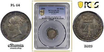 Great Britain Victoria Maundy 4 Pence 1886 Nicely Toned PCGS PL 64 • $159.60