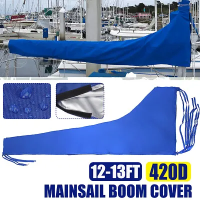 Sail Cover - Mainsail Boom Cover 420D 12-13ft Waterproof Fabric Blue Boat • $56.54