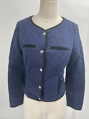 MERONA Women's Nightfall Blue Quilted Button Up Bomber Jacket Size Extra Small • $3.99