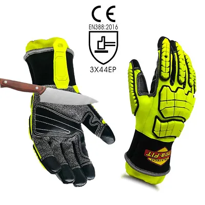 Intra-FIT Extrication Gloves Hi Viz Vis Mining Gloves Impact Work Gloves Size XL • $27.99