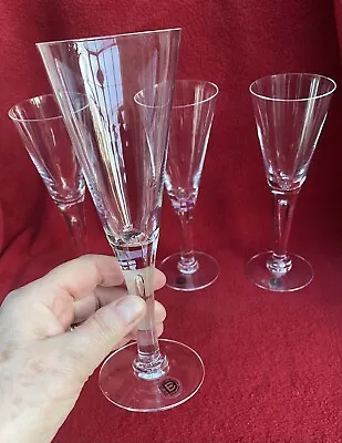 4 X DARTINGTON ‘SHARON’ CLARET RED WINE GLASS / FLUTE 195mm HIGH ORIGINAL LABELS • £39.99