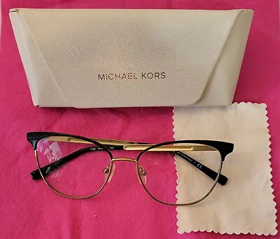 MICHAEL KORS~Womens MK3018 Frames ONLY 1195~54/17/140 Black & Gold W/Case (READ) • $34.99