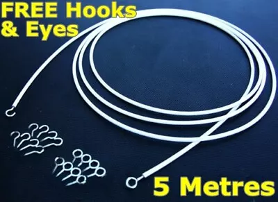 5m CURTAIN STRETCH WIRE Inc Hooks & Eyes WHY PAY MORE? Expanding Stretchy Spring • $14.77