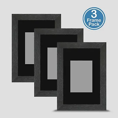 Grey Photo Frame 6x4 X3 MULTI PACK Incl Black Mount 3.5x2.5 ACEO Art • £20.50