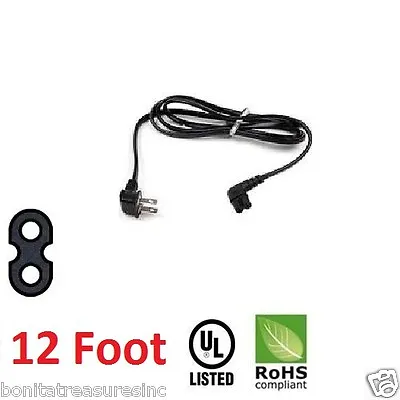 12FT TV AC Power Cord Samsung PN 3903-000853 3903-000599 Angled 2 Prong Figure 8 • $14.95