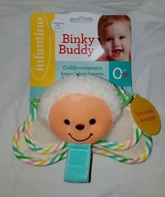 NEW Lamb Baby Infantino Binky Buddy Plush Pacifier Holder Strap Blanket Snuggle  • $6.65