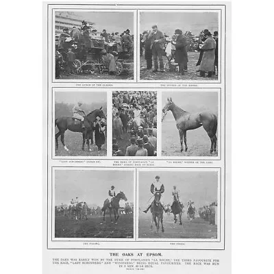 HORSE RACING The Oaks At Epsom - Antique Print 1900 • £13.99