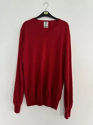 Hackett Mayfair Men’s 100% Cashmere Jumper Sweater Color Red Size L. • £18
