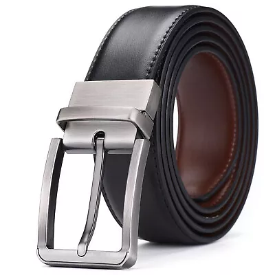 Men Genuine Leather Belts Adjustable Casual Dress Belt For Jeans Work Size 30-40 • $15.99