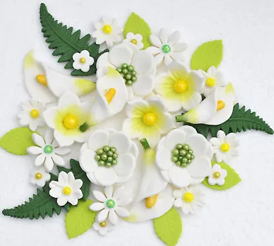 Edible Birthday Cake Flowers Cake Toppers. Edible White Flower Cake Decorations. • £11.95