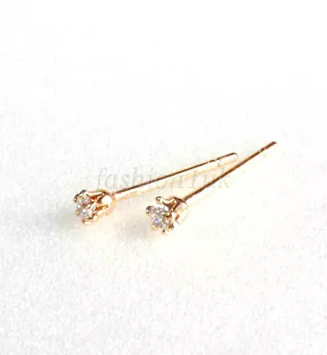 2 Stud Earrings Tiny 2mm Trainer White Gold Plated Adults Kids Zirconia Crystal • £8.39