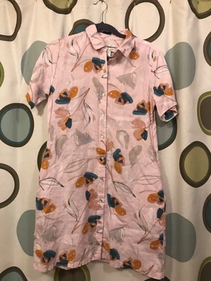 $15 • Buy Rachel Zoe Woman 100% Linen Multicolor Button Down Pockets Dress Size Small.