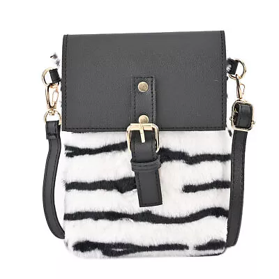 Stylish Zebra Stripe Pattern Leatherette Crossbody Bag For Women • £10.99