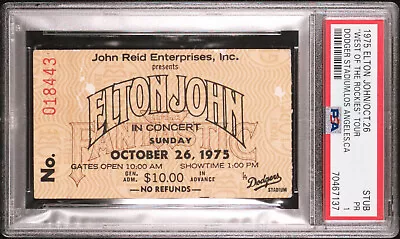 1975 Elton John Dodger Stadium Concert Ticket Ranked Best Concert Ever 10/25 Psa • $750