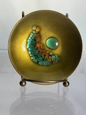 Bovano Cheshire Copper Enameled Dish 4” Signed MCM Retro Atomic VTG • $23.95