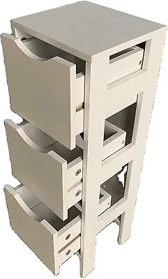 £29.85 • Buy Mdf Wood 3 Drawers Small Free Standing Storage Unit White Floor Cabinet Bathroom