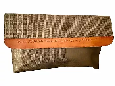 Charles Jordan Fabulous Xl Canvas Leather Clutch Purse • $44.50