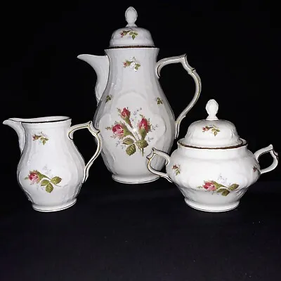 Nos Lot Of 3 Set Rosenthal Sanssouci Moss Rose Coffee Tea Pot & Creamer & Sugar • $104.95