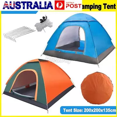 Pop Up Tent 3-4 Man Person Family Tent Outdoor Camping Beach Automatic Hiking • $35.99