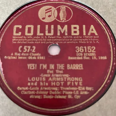$19.99 • Buy 78 JAZZ Louis Armstrong  Columbia 36152 Gut Bucket Blues -Yes! I'm In The Barrel