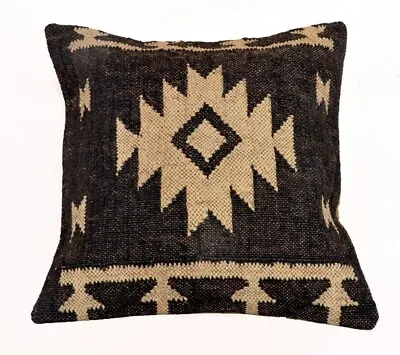 Hand Woven Kilim Rug Pillow Case 18  Vintage Handmade Jute Throw Cushion Cover • $24.94