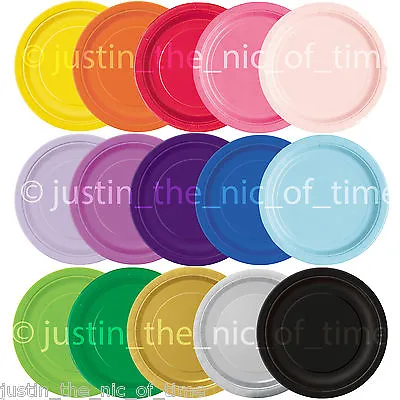 £2.95 • Buy ROUND Paper Party Plates 7  & 9  Plain Solid Colours Tableware Events Catering  