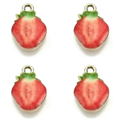 £3.77 • Buy Strawberry Charms Red Enamel Pendant Gold Plated Pack Of 10