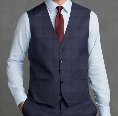 Next Mens Blue Signature Italian 100% Wool Waistcoat 42R RRP £100 Peaky Blinders • £24.99