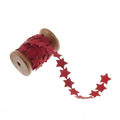 Red Star Satin Ribbon Trimming 2m X 1cm Christmas Crafts Card Making  • £2.49
