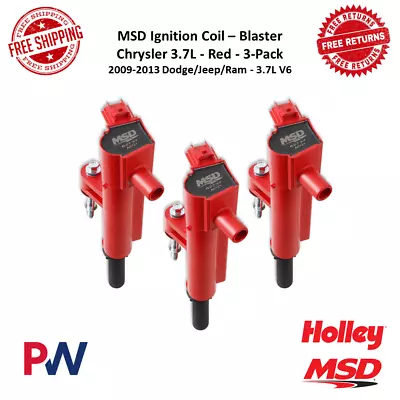 MSD Ignition Coil Blaster Red 3 Pack For 09-13 Dodge Jeep RAM Mitsubishi V6 • $224.46