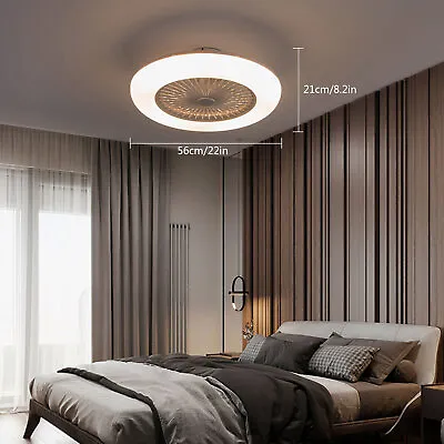 23 Inch Invisible Ceiling Fan Light LED Chandelier Dimmable Lamp+Remote Control • $47.50