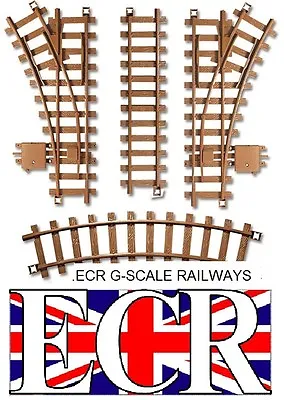 FREE POST G SCALE 45mm GAUGE HARD PLASTIC RAILWAY TRACK CURVES STRAIGHTS POINTS • £9.95