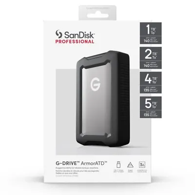 Sandisk G-DRIVE ArmorATD 1TB 2TB 4TB 5TB External Portable Hard Drive Mac HDD • £206.99