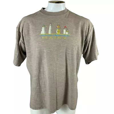 Vintage Shirt XL No Fear Main Lighthouse Embroidered Single Stitch 90s T346 • $16.95