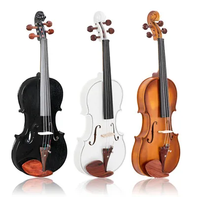 Glarry 4/4 Solid Wood Violin Set W/ Case+Bow+Rosin+Shoulder Rest+Cloth+Tuner Kit • $63.64