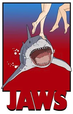 Original Jaws Art Poster Print  Don't Go In The Water  Quint Shark Blu Orca • $24