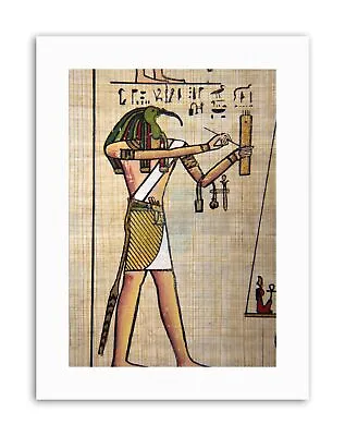 Writing Hieroglyphics Egyptian God Thoth Ibis Head Painting Canvas Art Print • £13.99