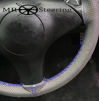 Grey Perforated Leather Steering Wheel Cover For Volvo P122 R Blue Double Stitch • $46.50